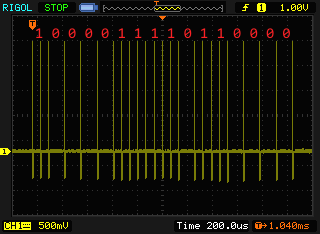 Oscilloscope waveform of a fast link pulse burst