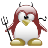 Tux (the Linux penguin) with daemon horns